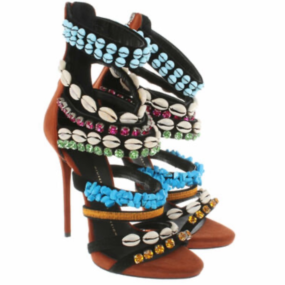 Giuseppe embellished high heel suede sandals